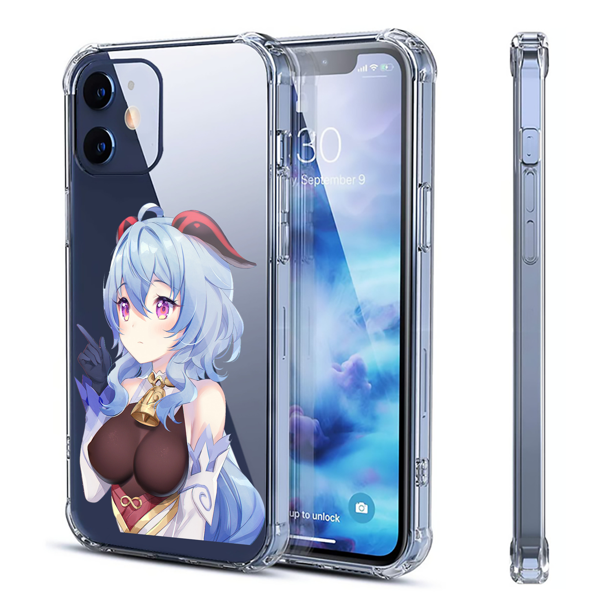 げんし神 甘雨 かんう genshin Ganyu 【iPhone 12シリーズ対応】透明スマホケース（クリアソフトケース）